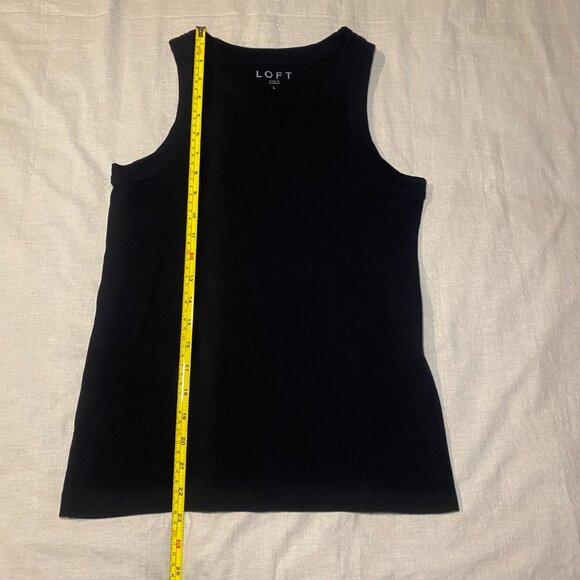 Loft Scoop Neck Sleeveless Black Tank Fitted Womens L Ribbed Knit Layering EUC - Picture 8 of 8